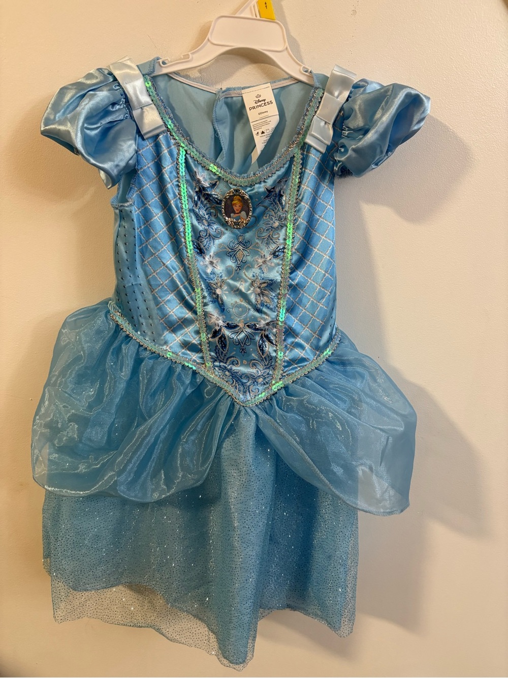 Disney Princess Cinderella Blue Glitter Costume Dress 4-6 years